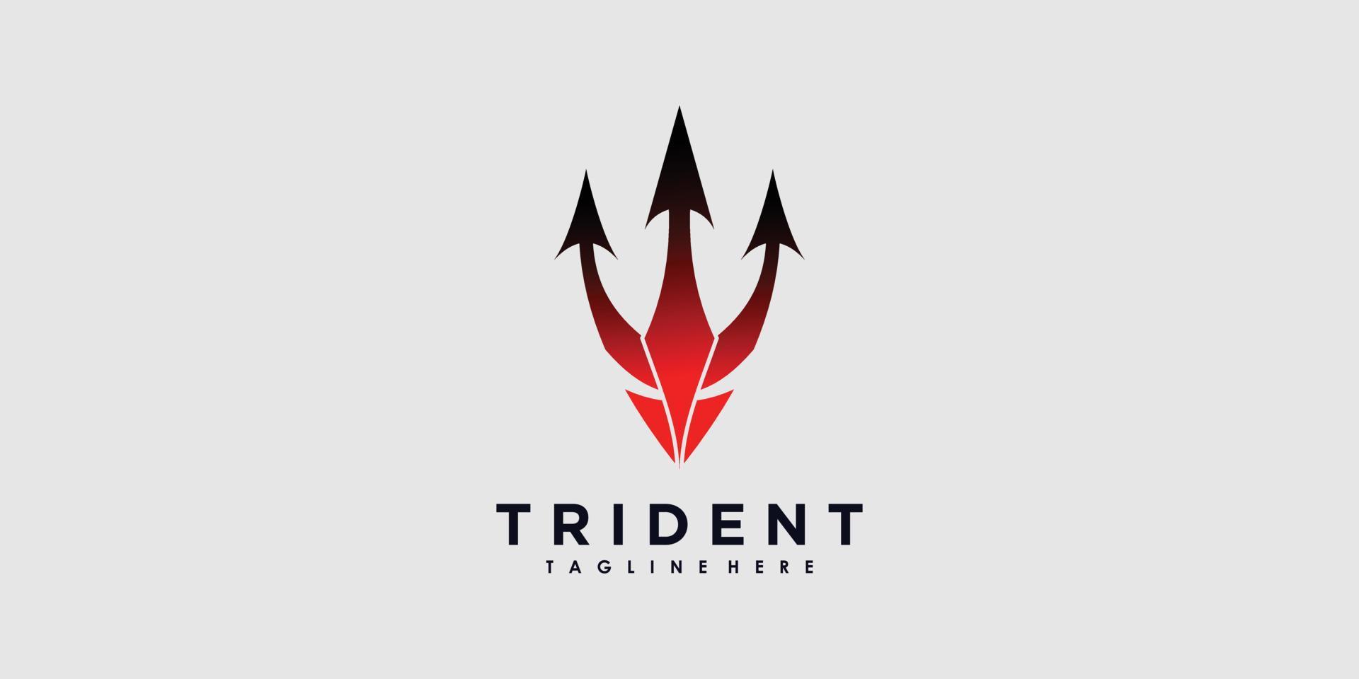 trident logo design vector with illustration creative concept