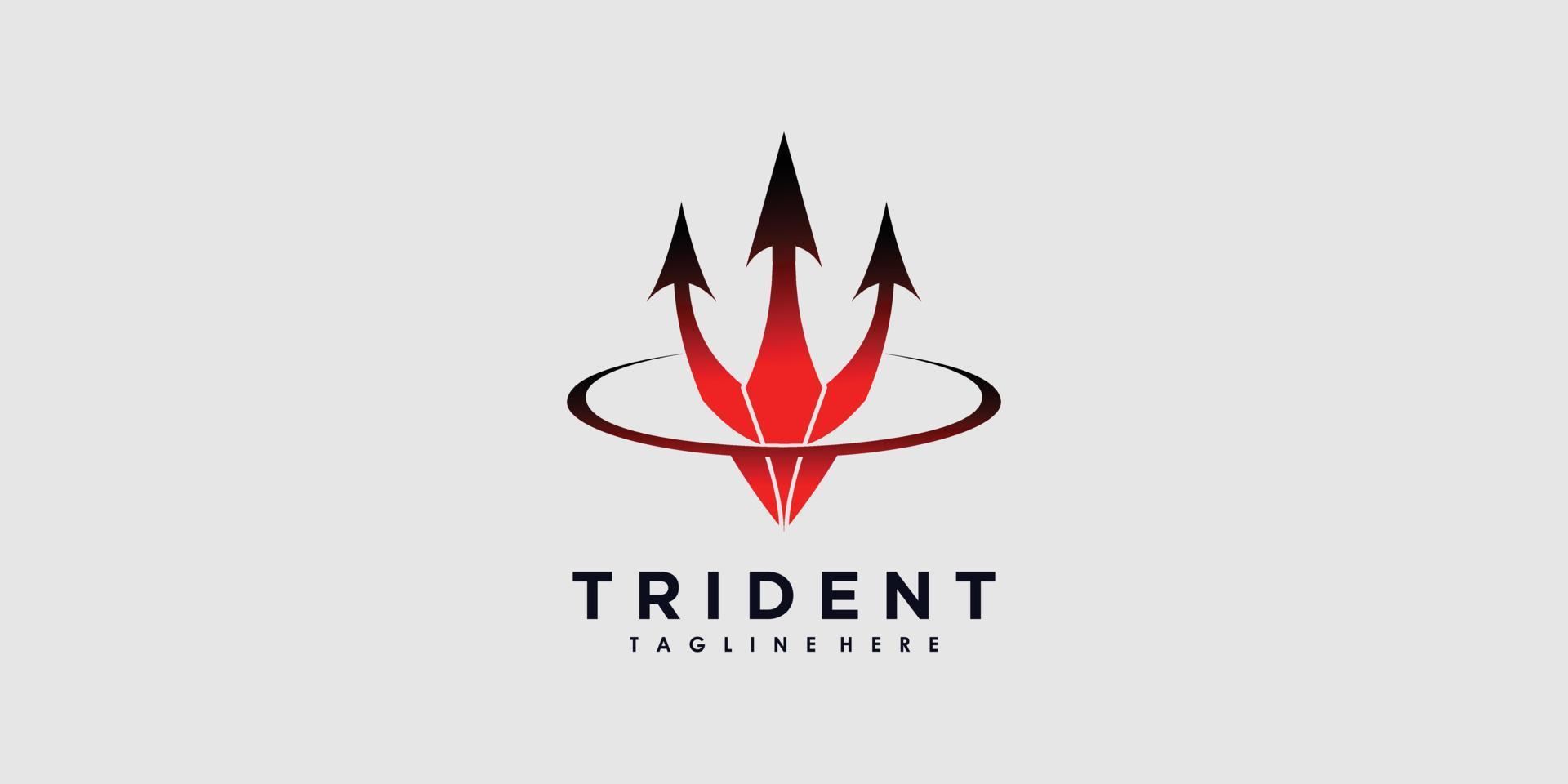 trident logo design vector with illustration creative concept