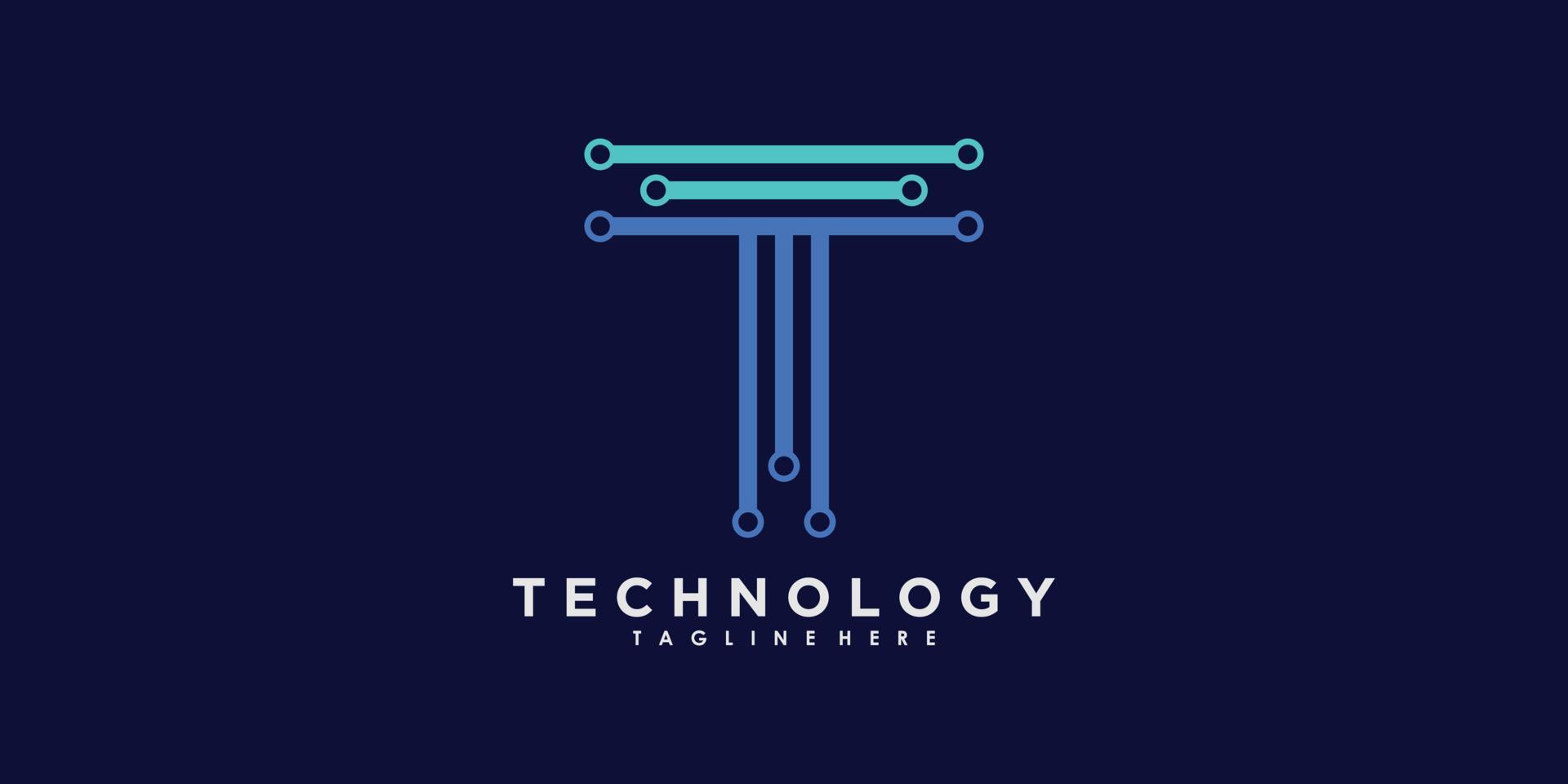 technology logo design vector with gradient abstract creative concept