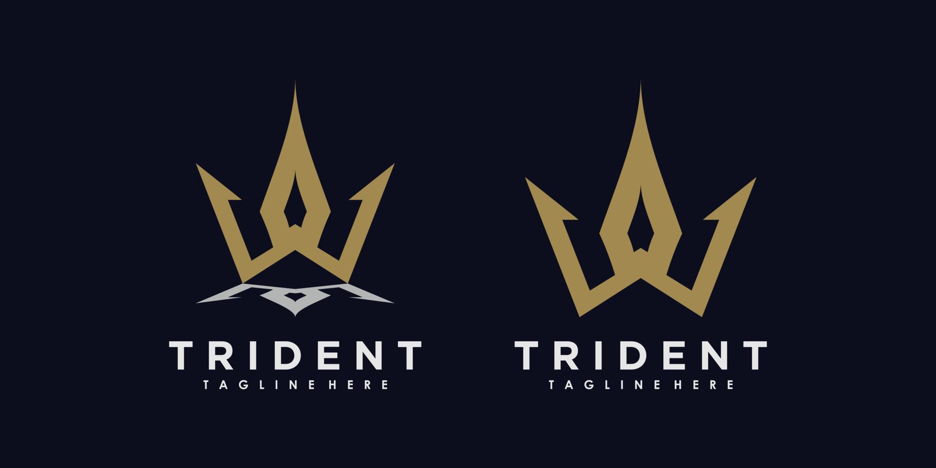 trident logo design vector with illustration creative concept