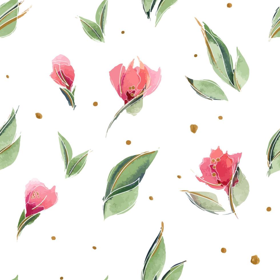 Pink floral seamless pattern with delicate rose buds vector