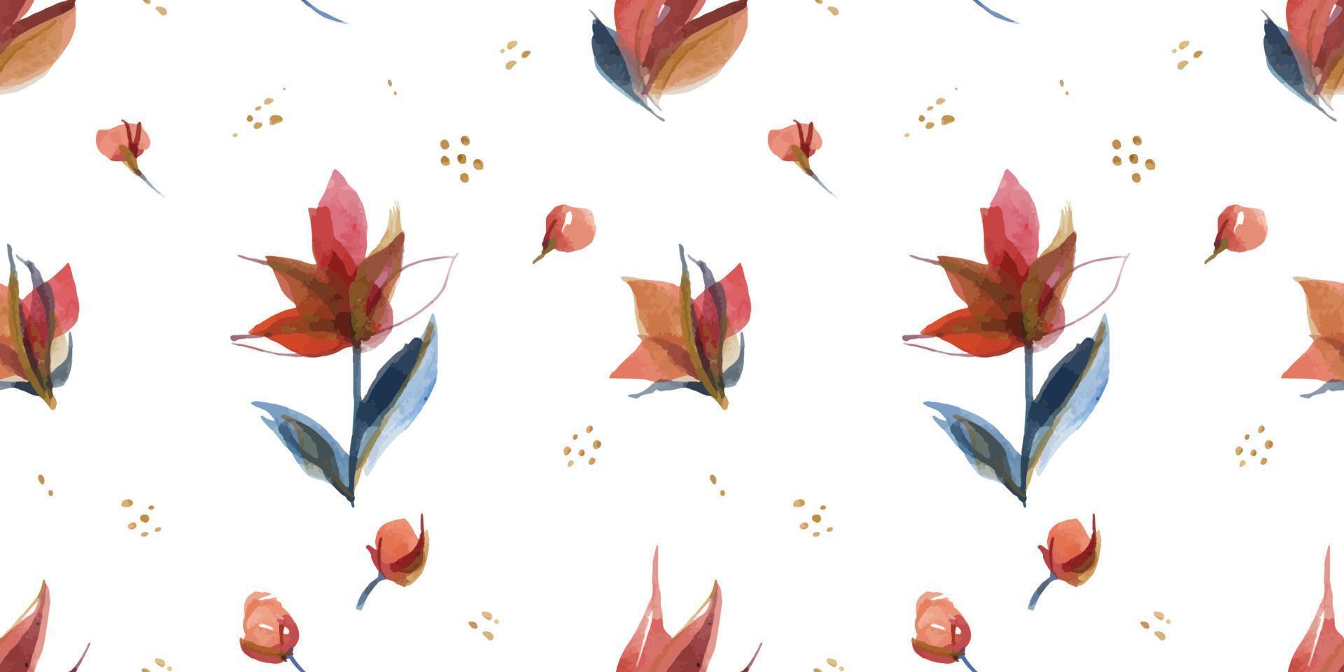 Seamless pattern with blue and orange folk roses vector