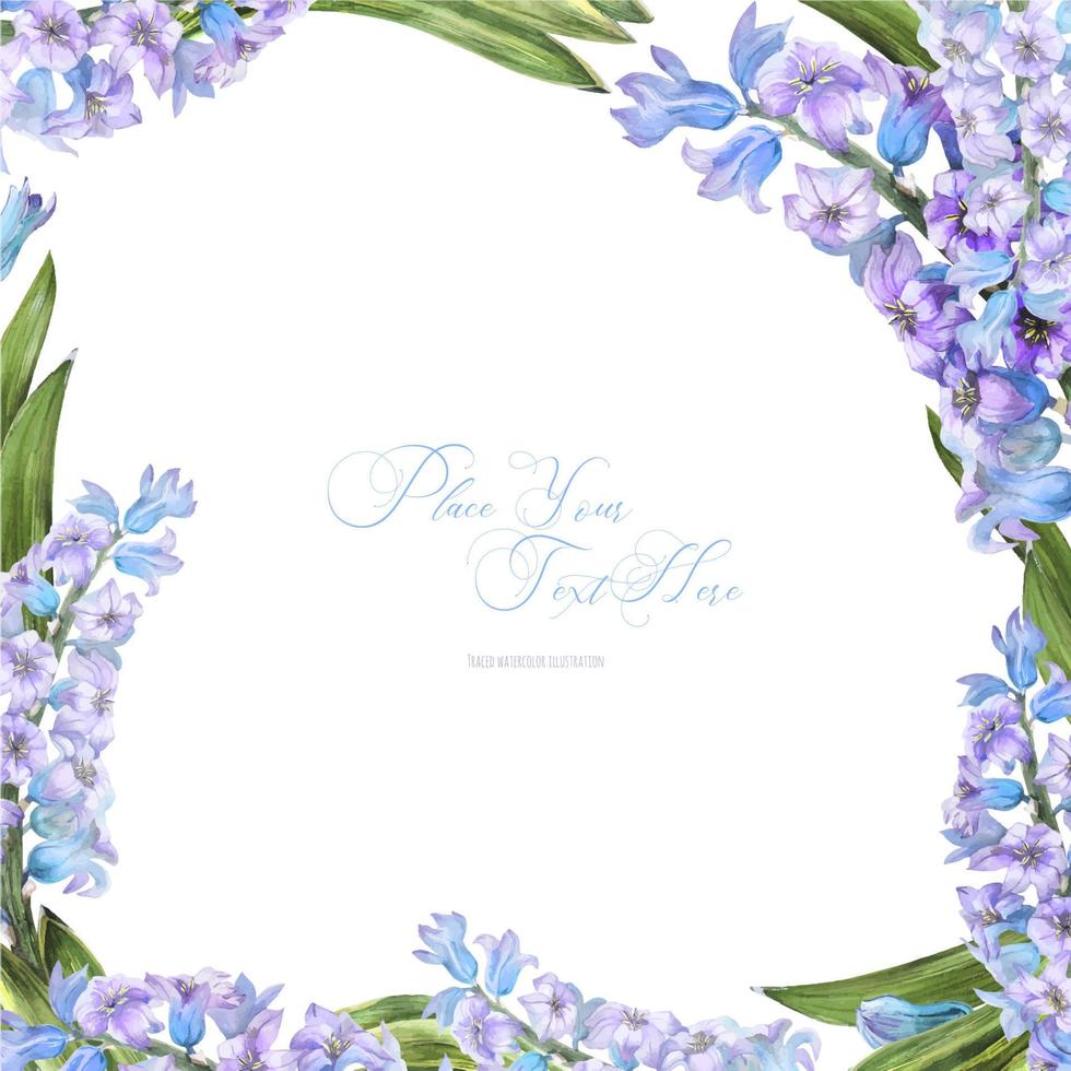 Spring watercolor frame with hyachinth flowers vector