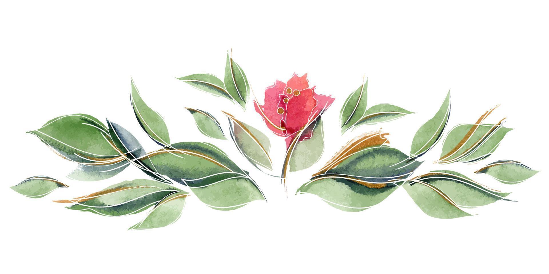 Floral chaplet composition with delicate watercolor rose bud vector