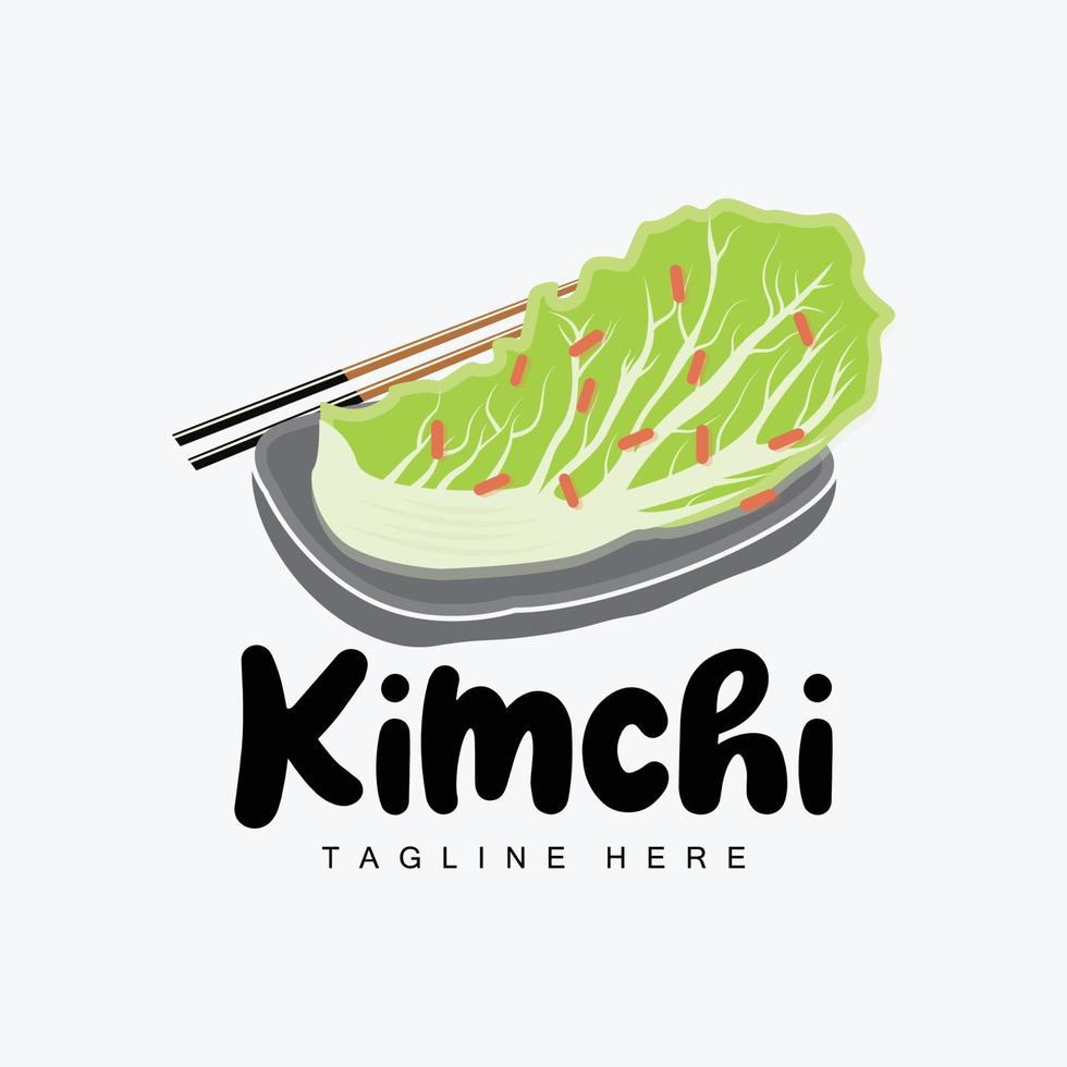 Kimchi Logo Design, Korean Traditional Food Vector, Cabbage Green Vegetable Logo Illustration, Company Brand Icon vector