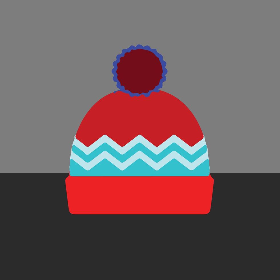 un diseño simple de un artículo específico de hygge: una gorra roja y azul vector
