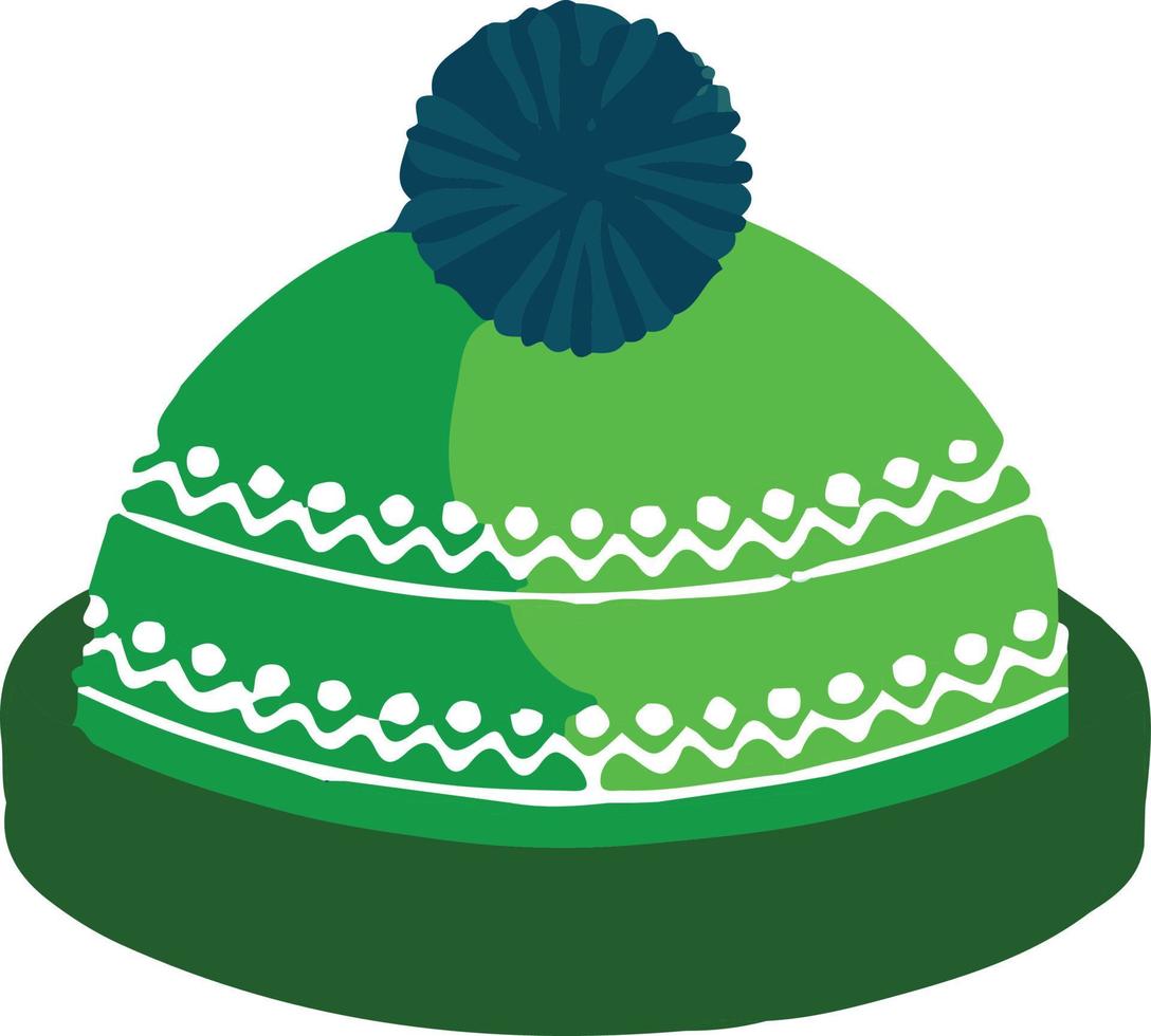 un diseño simple de un artículo específico de hygge: una gorra verde y blanca vector