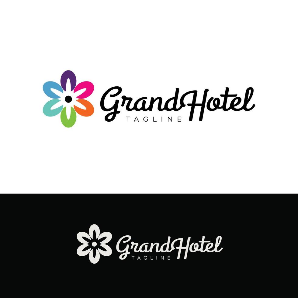 Flower Grand Hotel Logo Design Template vector