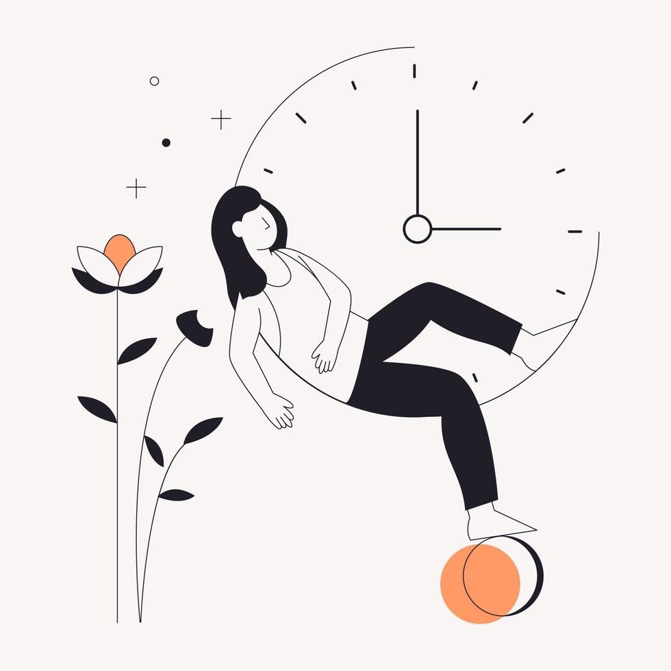 Girl sleeping  line illustration vector