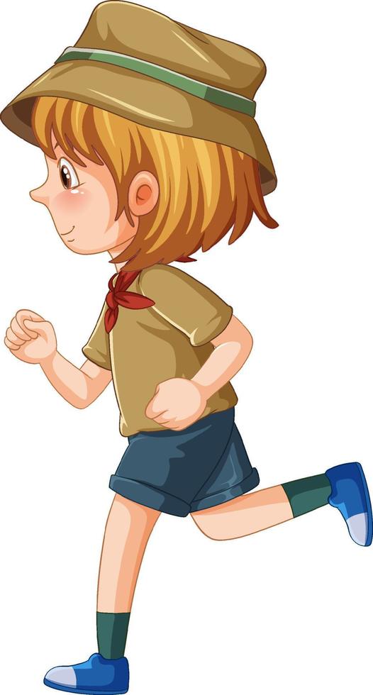 Side view of camping girl vector
