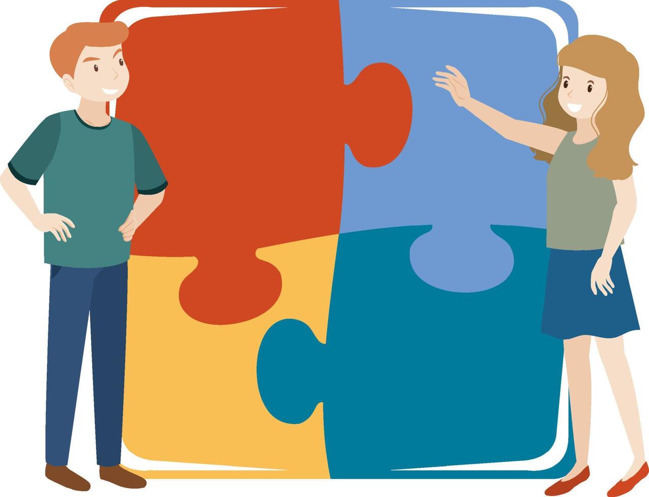 Couple with jigsaw pieces vector