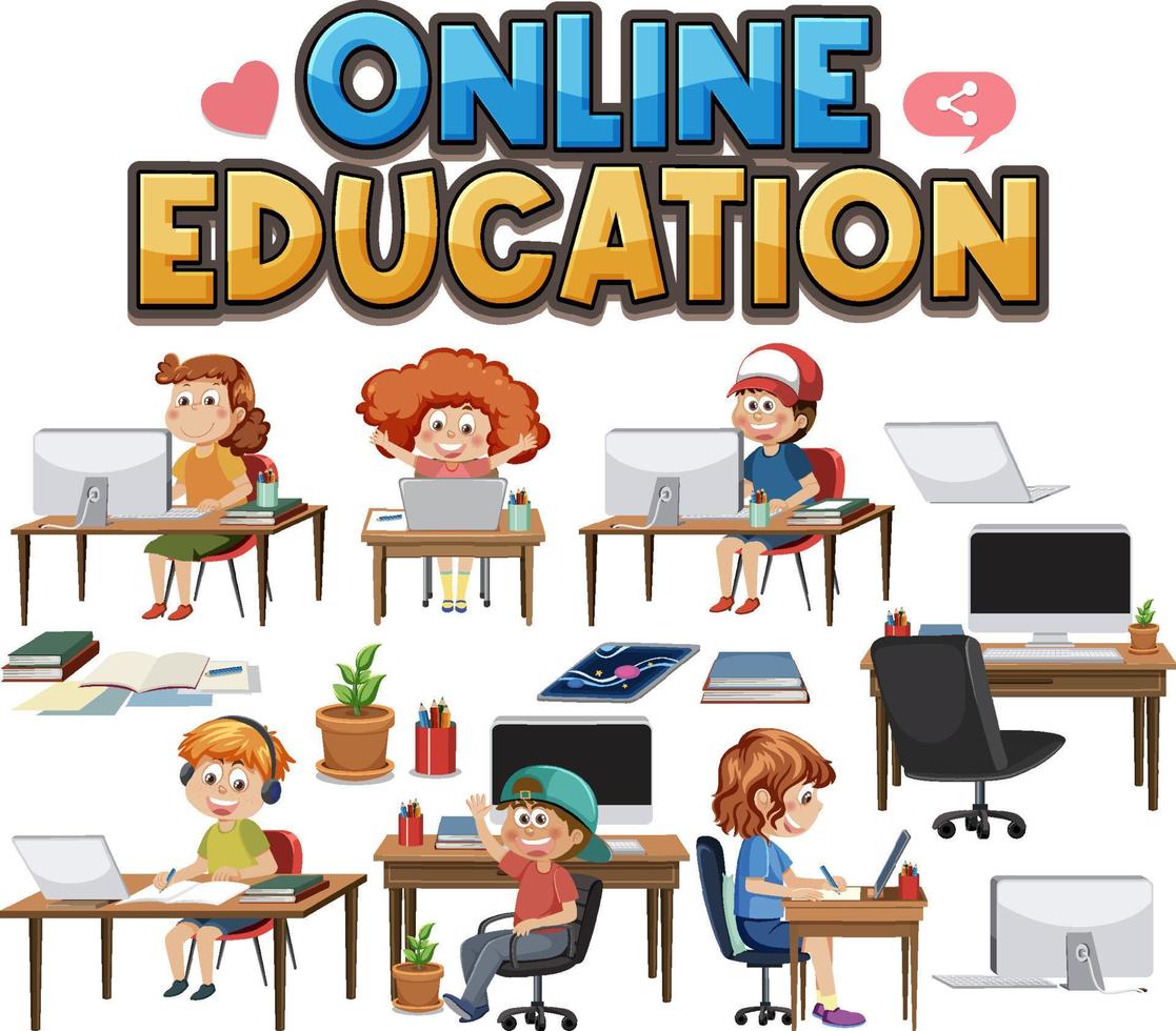 Online education with cartoon character vector