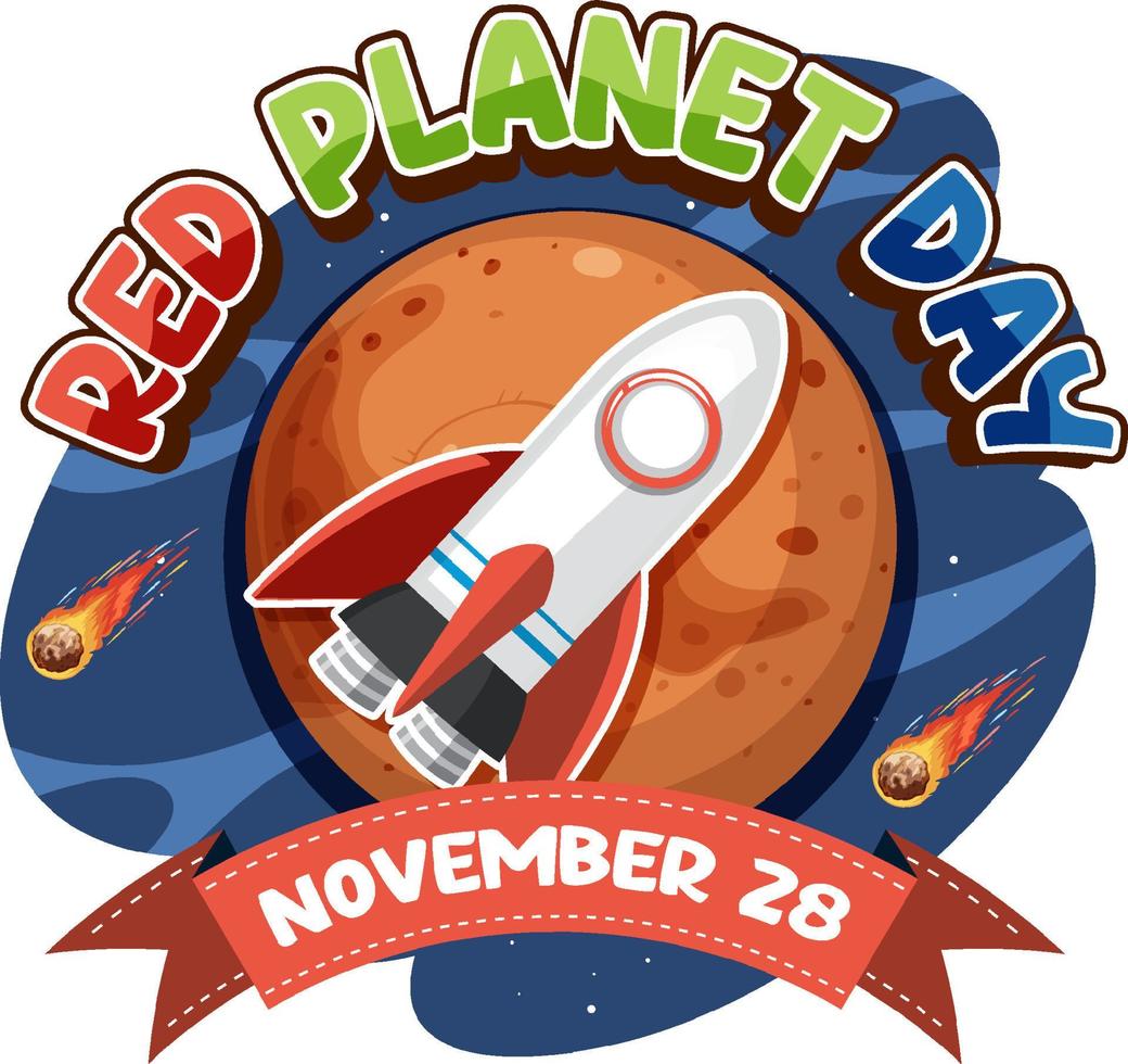 Red Planet Day Banner Design vector