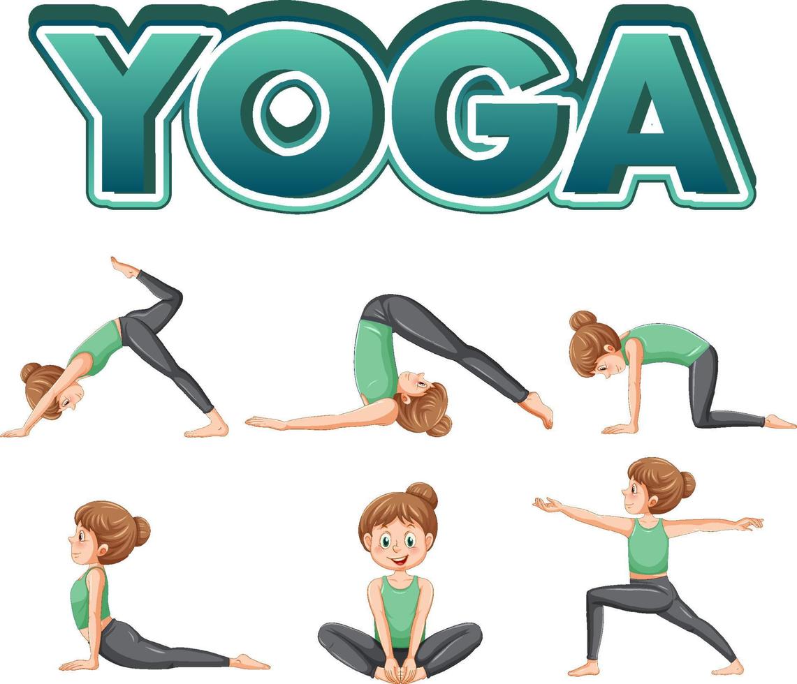 Set of yoga postures vector