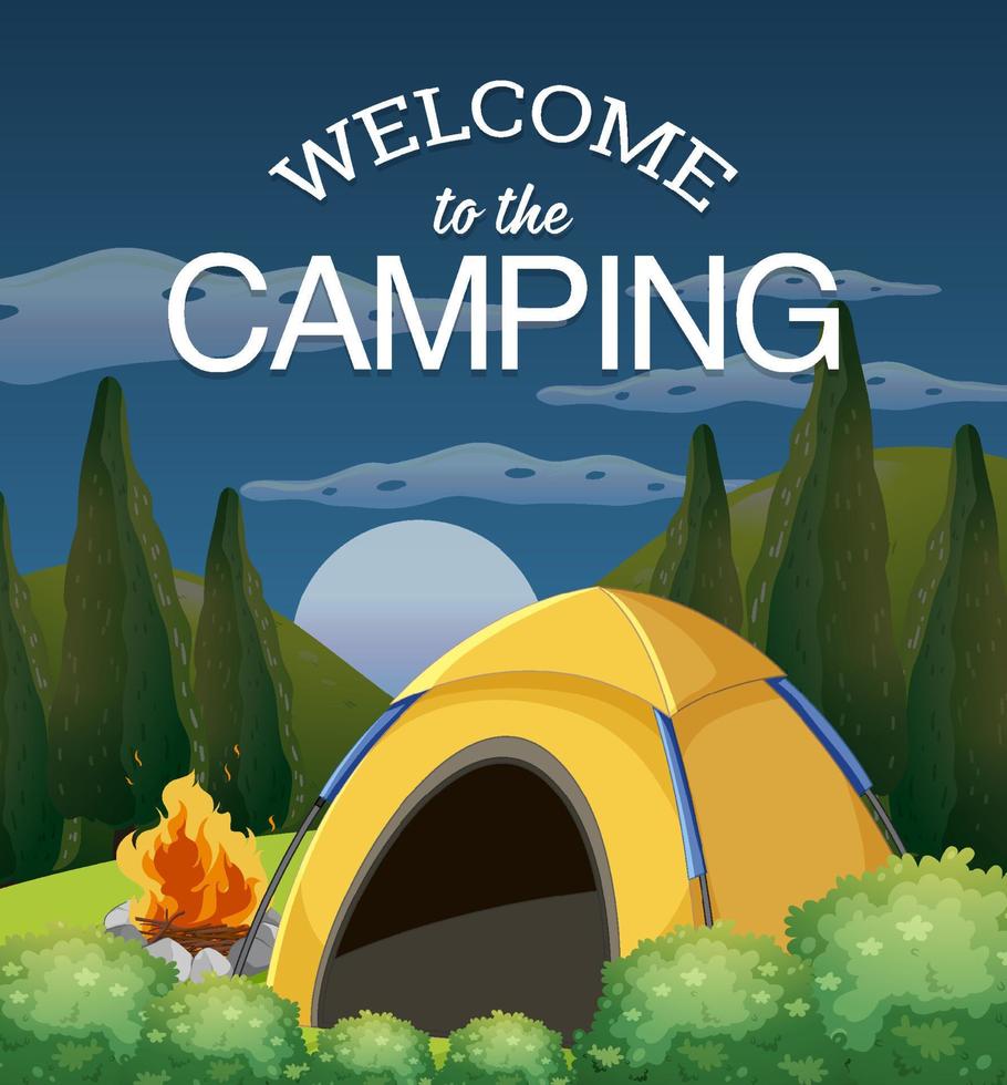 bienvenido al diseño del cartel de camping vector