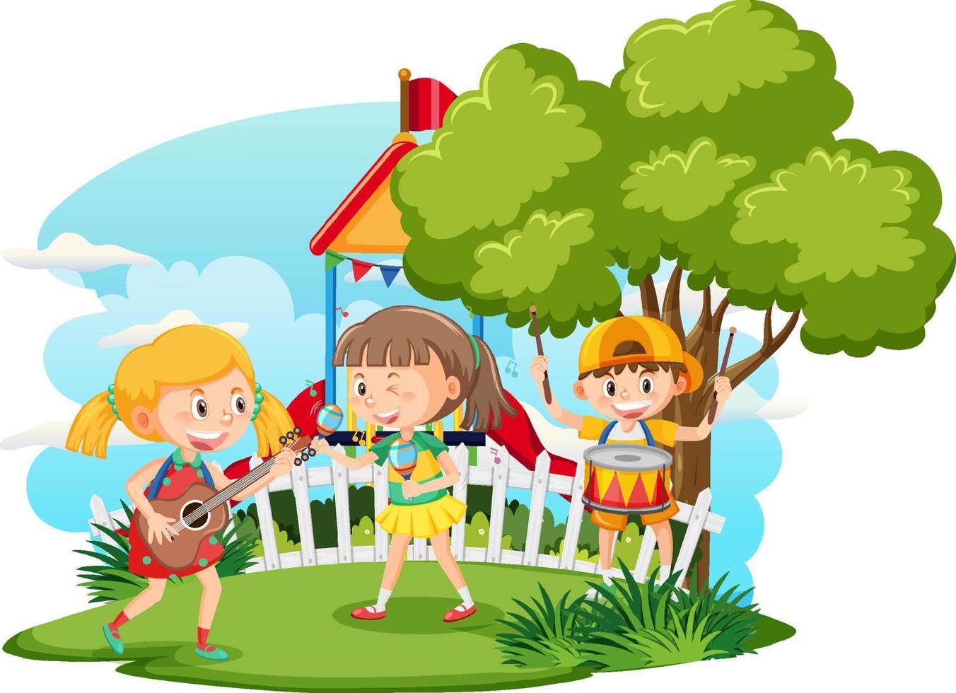 Children outdoor scene isolated vector