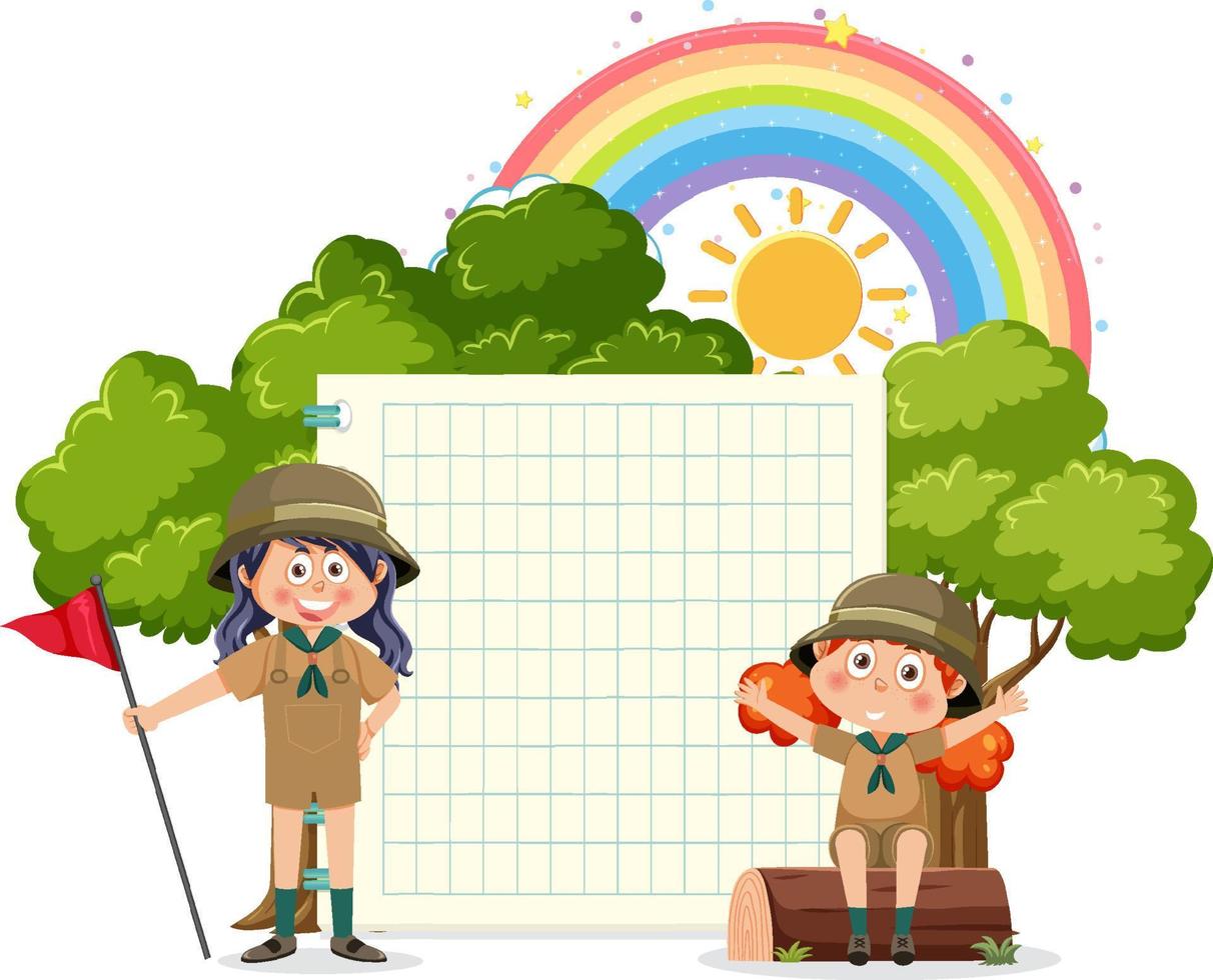 plantilla de tablero vacío con niños vector