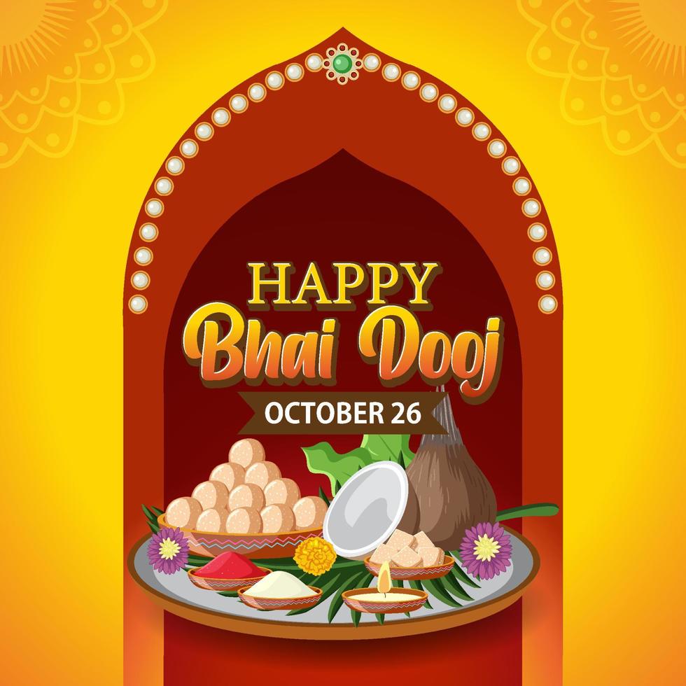 Happy Bhai Dooj day poster design vector