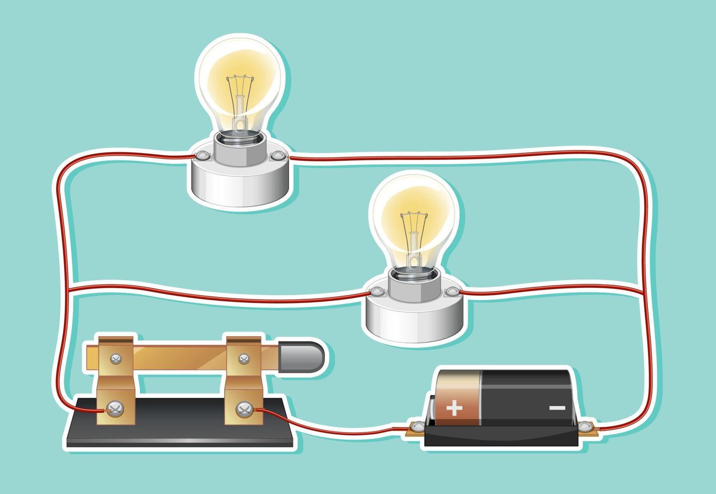 Simple circuit with two light bulbs vector