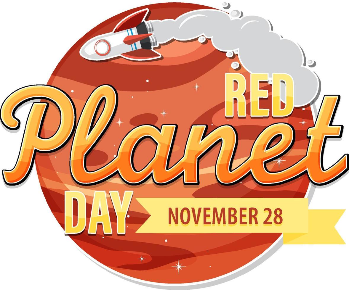 Red planet day poster template vector