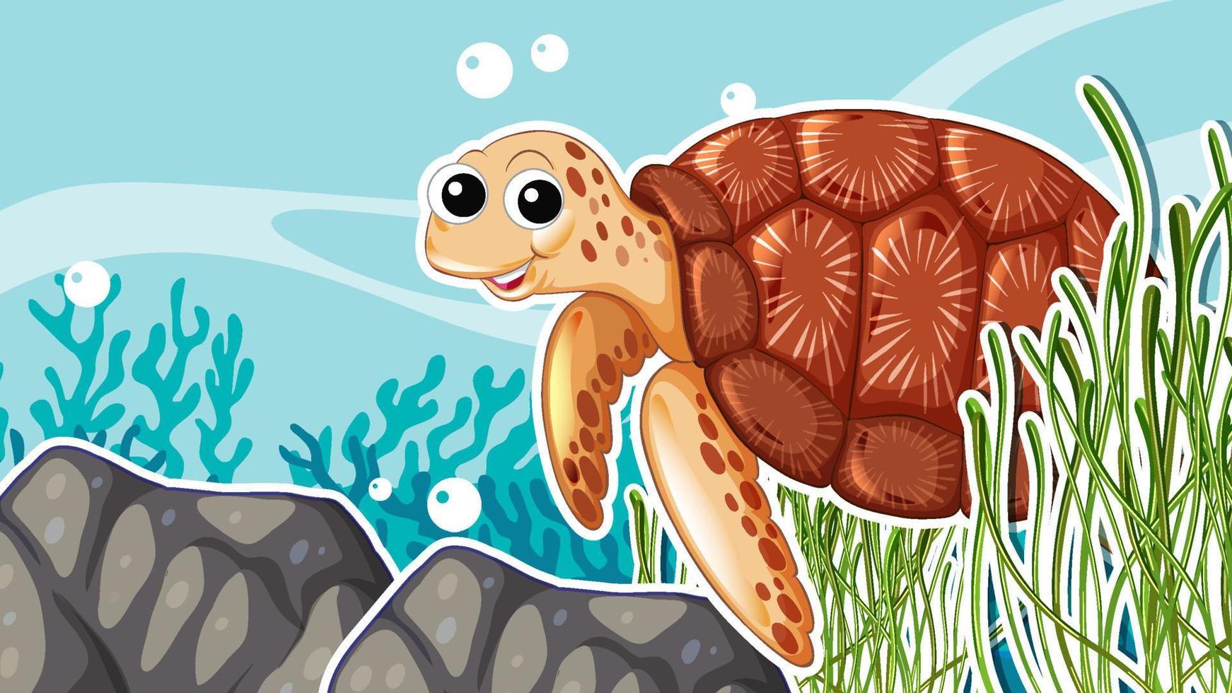 Turtle in the sea background vector