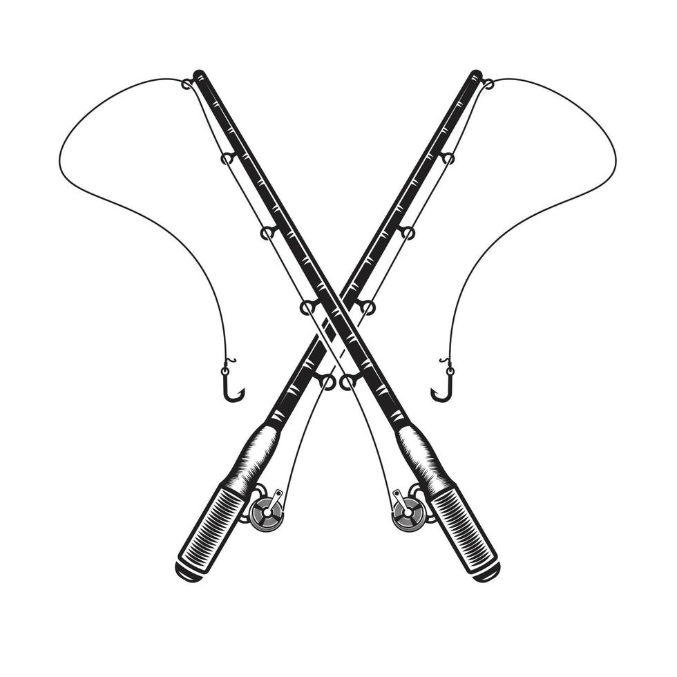 Fishing Stick rod with hook vector design
