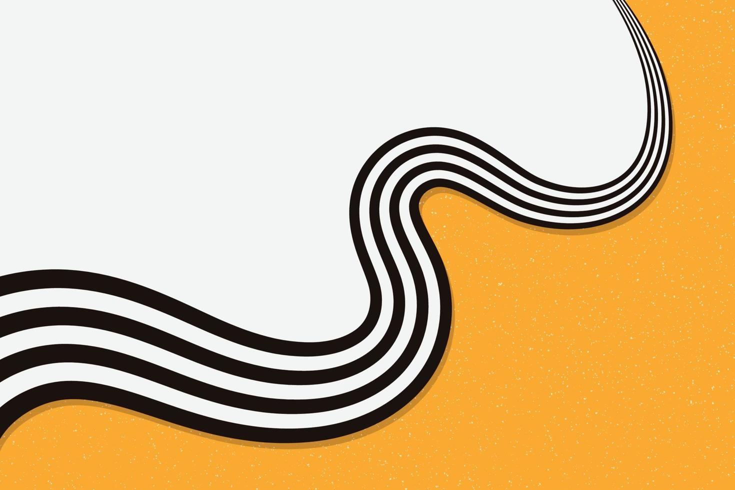 Abstract striped curve lines brake background on orange and white colors in retro and vintage style vector