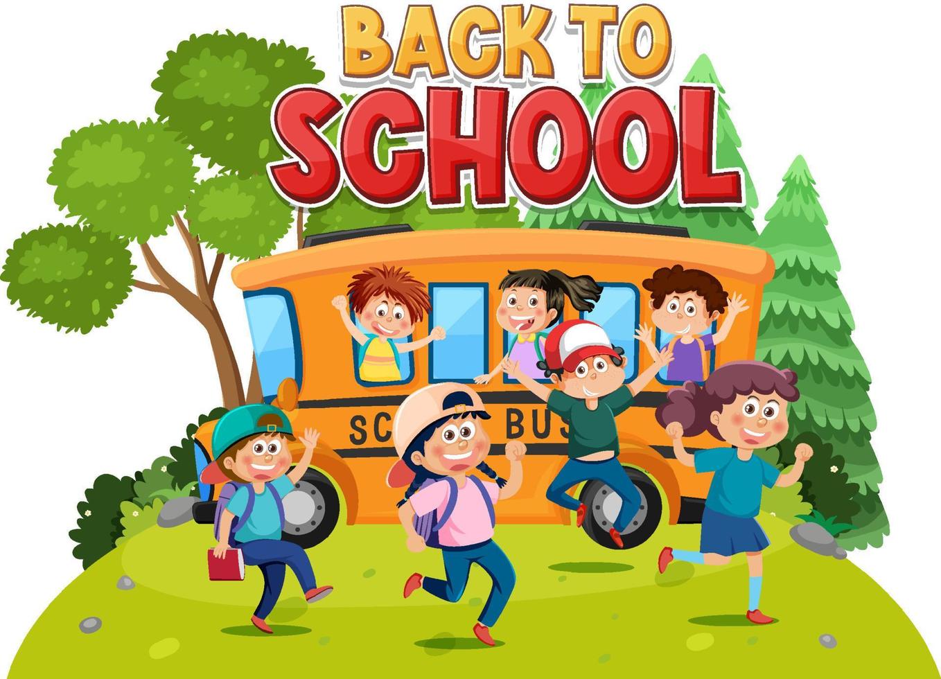 Back to school with student kids vector