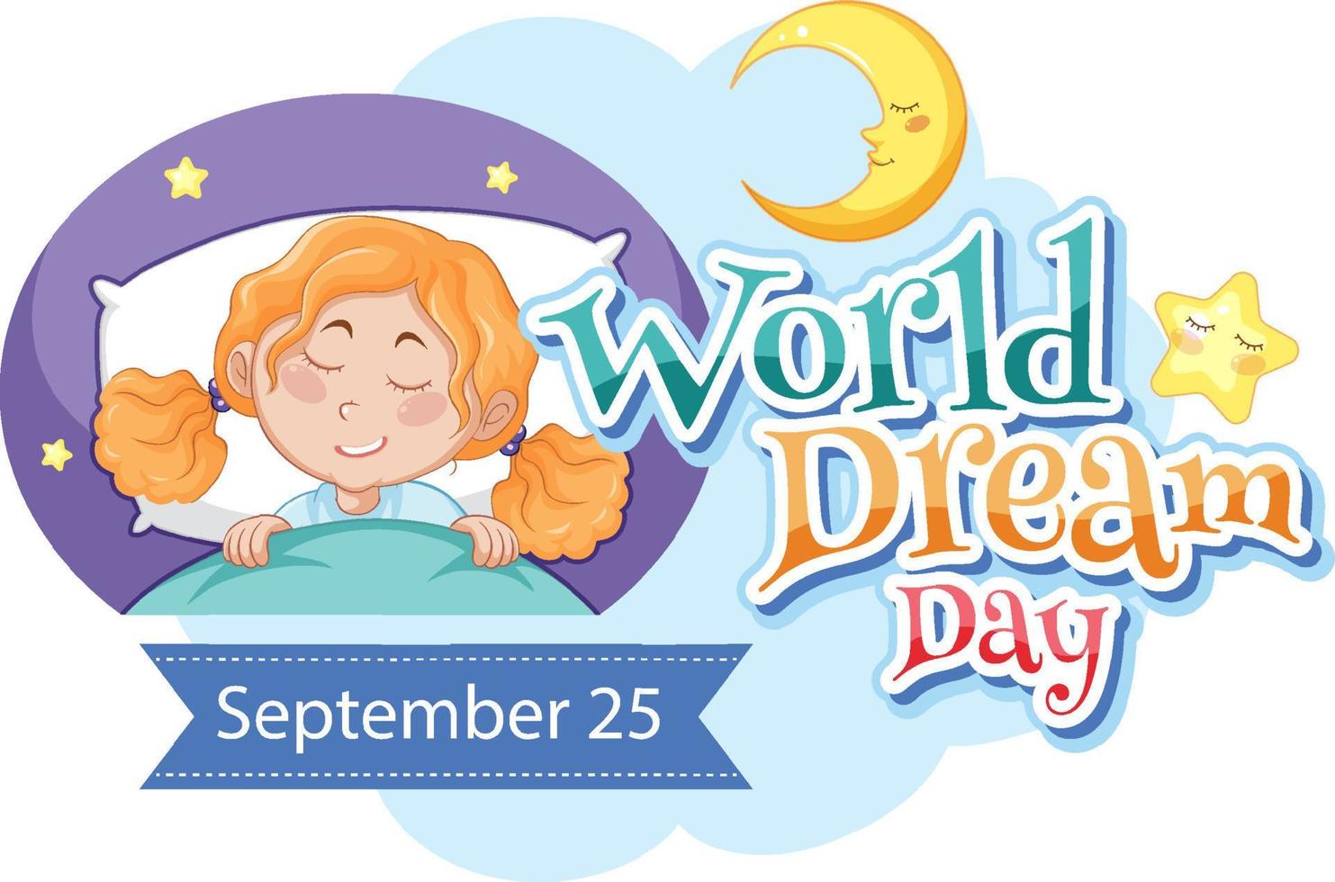 World dream day banner design with cartoon character vector