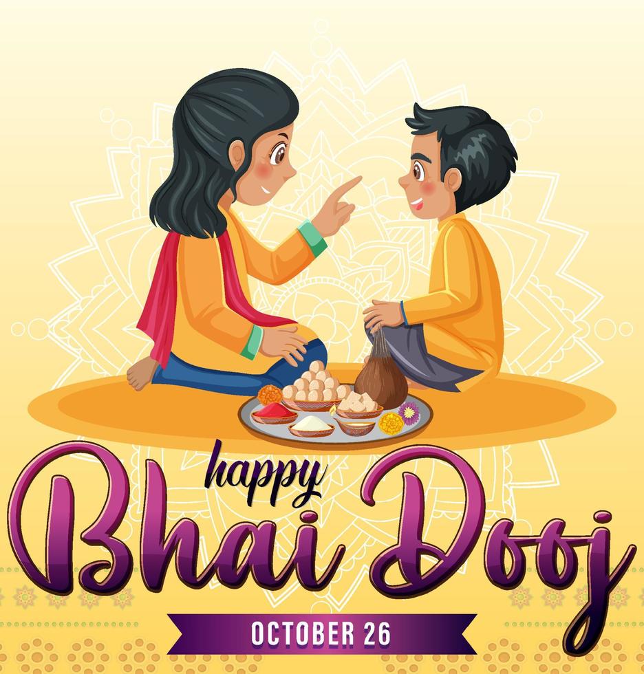 diseño de cartel feliz bhai dooj vector