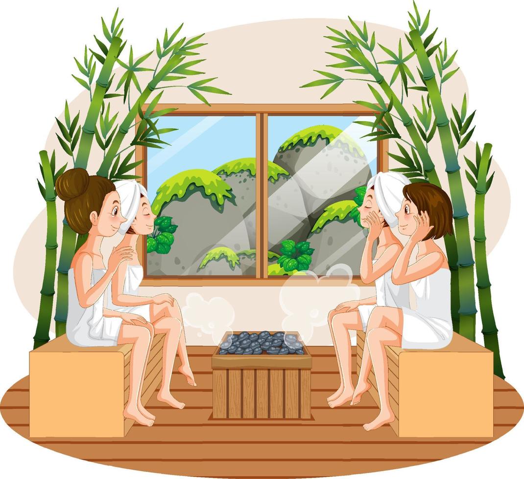 Women in sauna room vector