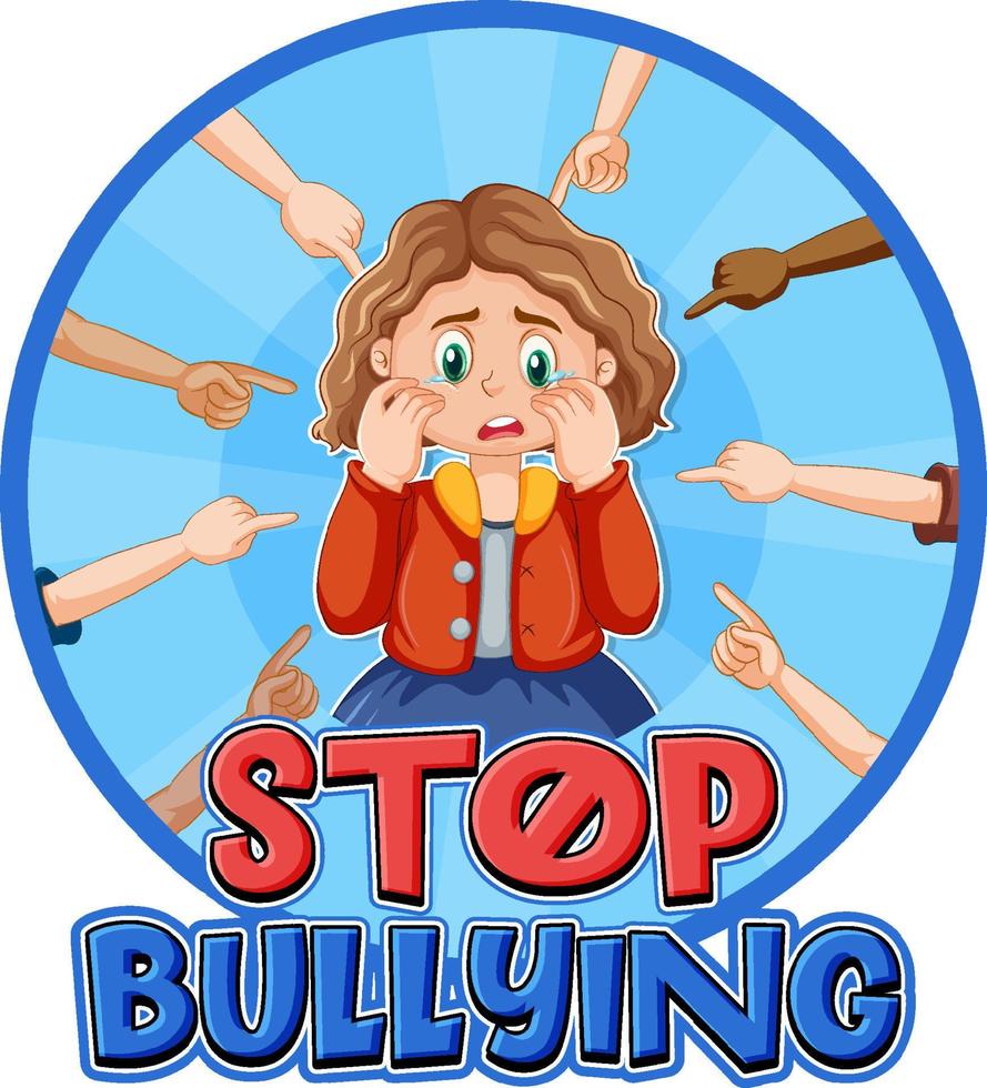 Stop Bullying text with cartoon character vector