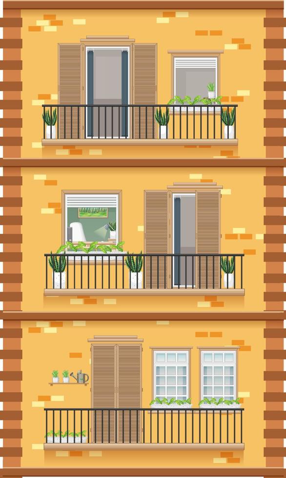 edificio de apartamentos con ventanas vector