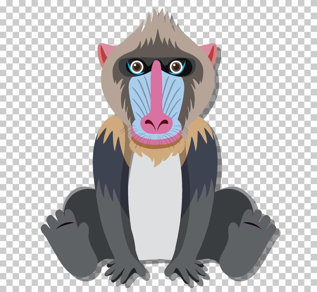 Cute mandrill in flat cartoon style vector