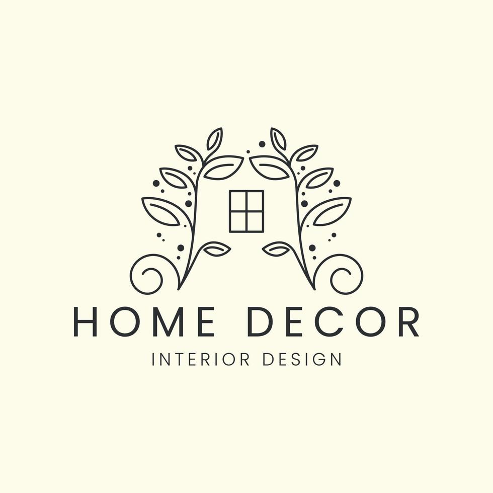 home decor line art logo vector template illustration design. interior logo concept