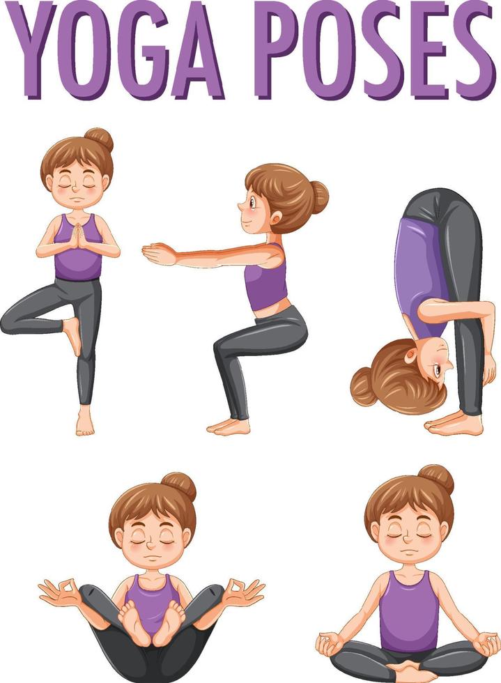 conjunto de posturas de yoga vector