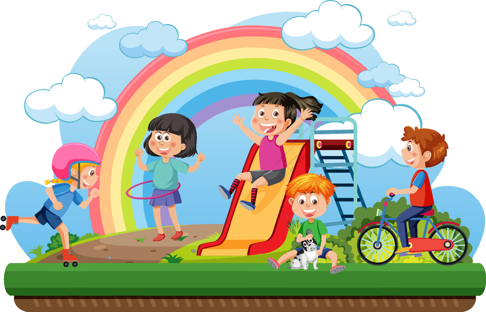 Children at playground scene 12724149 Vector Art at Vecteezy