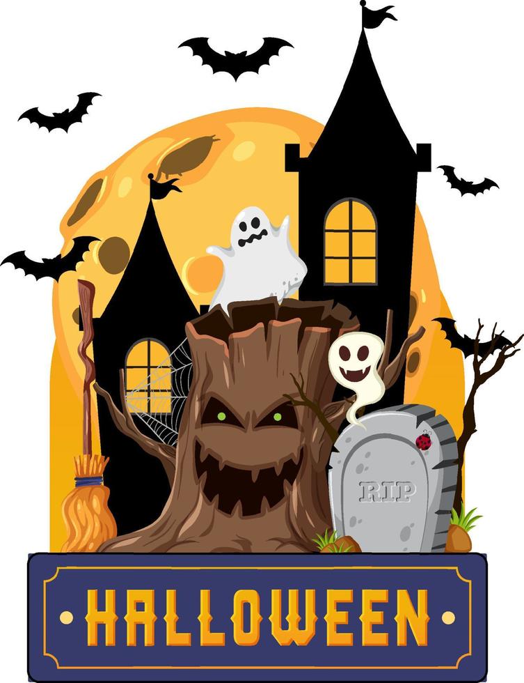 Happy Halloween Text Logo Cartoon Concept vector