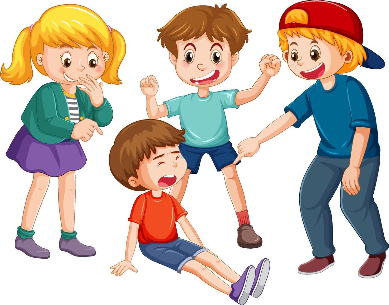 A boy get bullied by other children vector