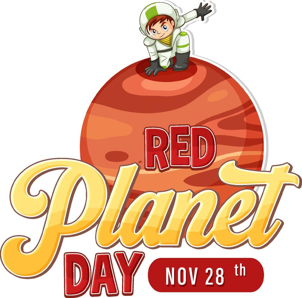 Red planet day poster template vector