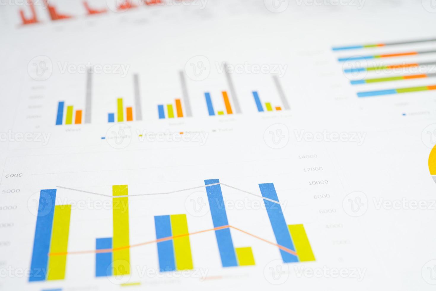 Charts Graphs paper. Financial development, Banking Account, Statistics, Investment Analytic research data economy, Stock exchange Business office company meeting concept. photo