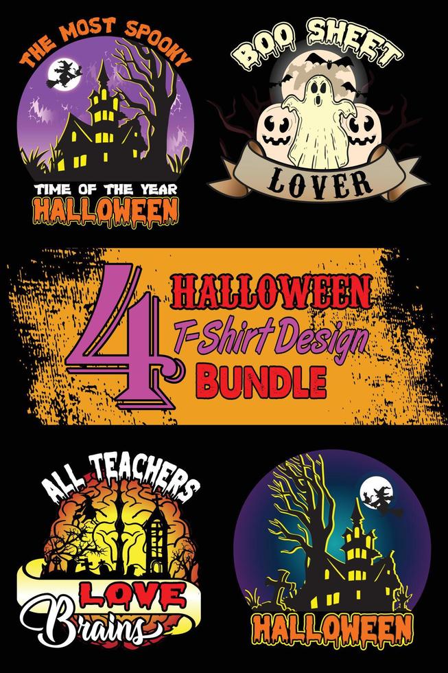 Halloween T-Shirt Design Bundle. Halloween t-shirt design bundle, easy to print all-purpose for men, women, and children vector