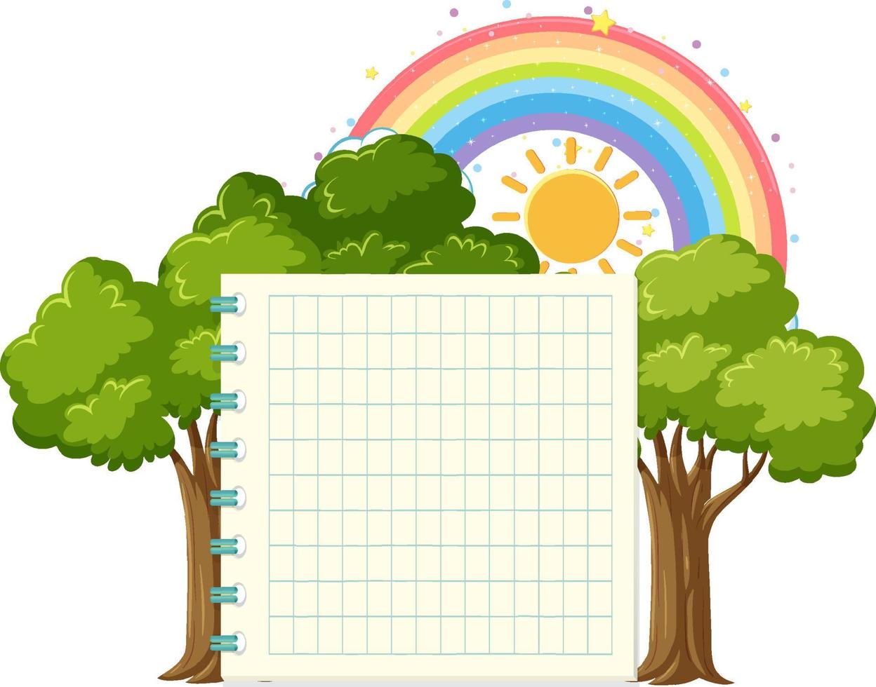 Empty board template with tree and rainbow vector