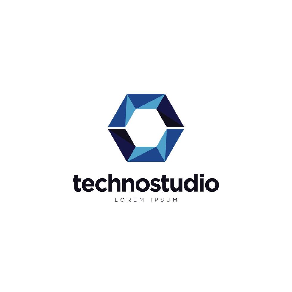 Blue Abstract Geometry Hexagon Logo Symbol Icon vector