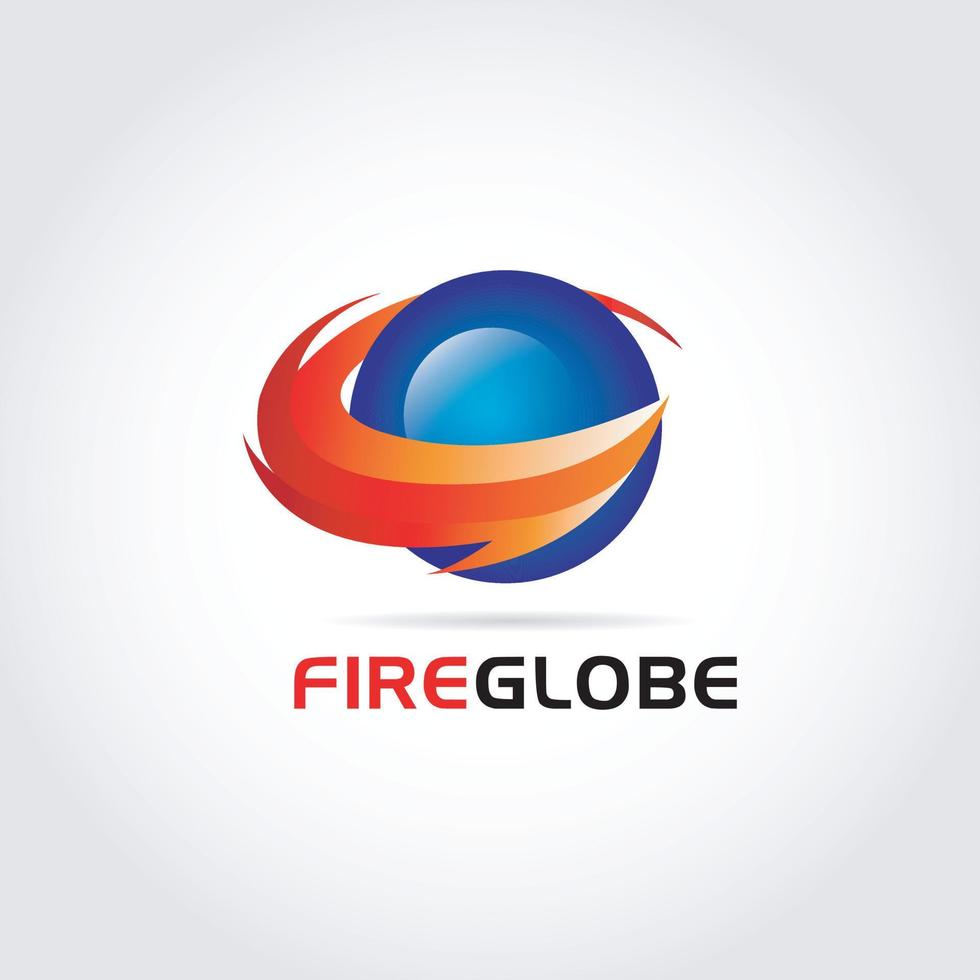 Abstract Fire Globe Logo Design Symbol Template vector