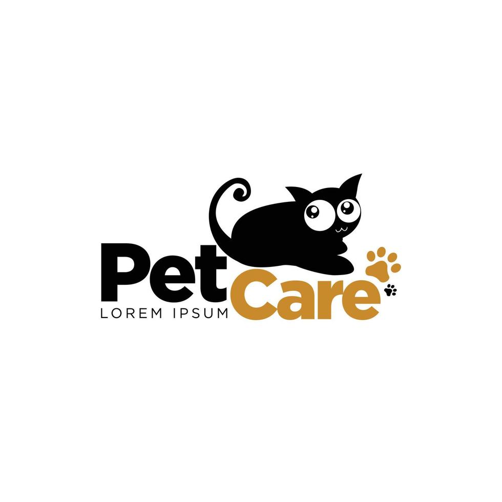 Black Cat Pet Care Shop Logo Design Template vector
