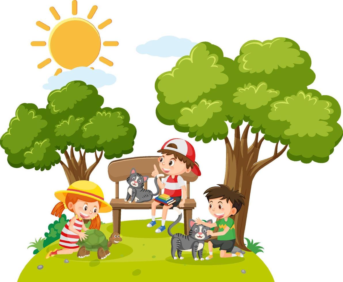 Children outdoor scene isolated vector