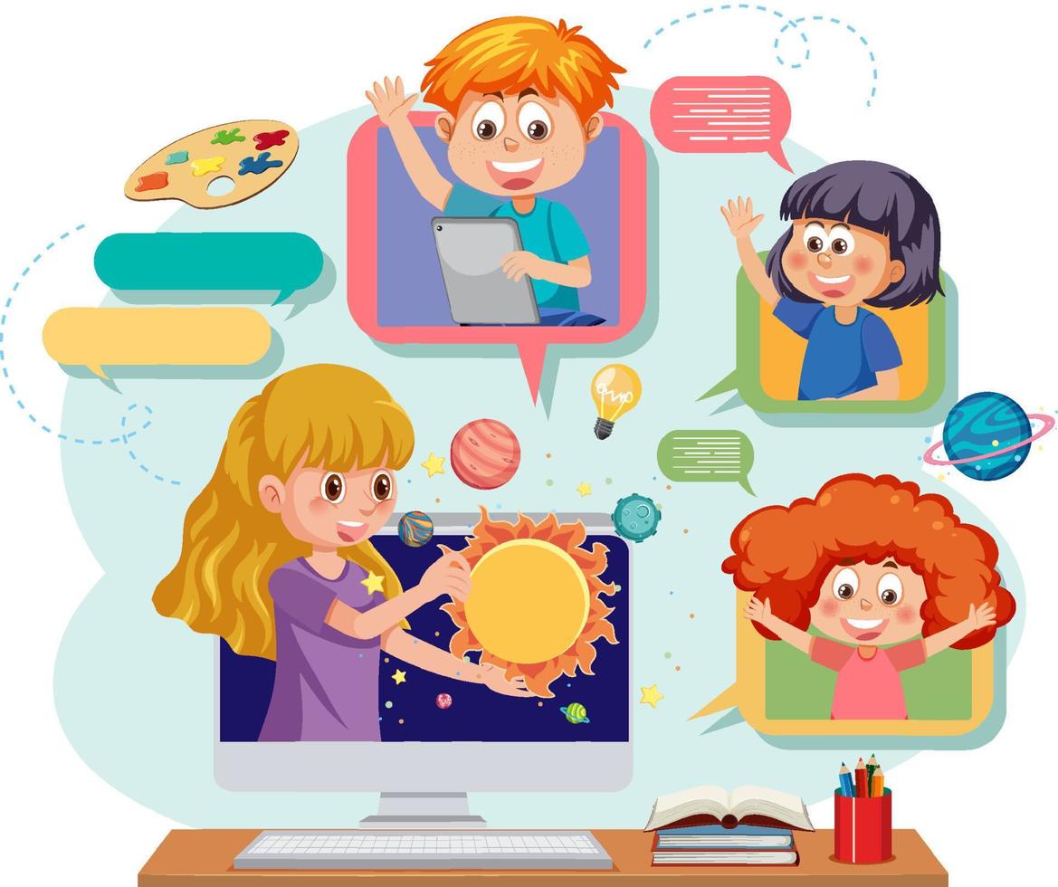 vector de niños de redes sociales