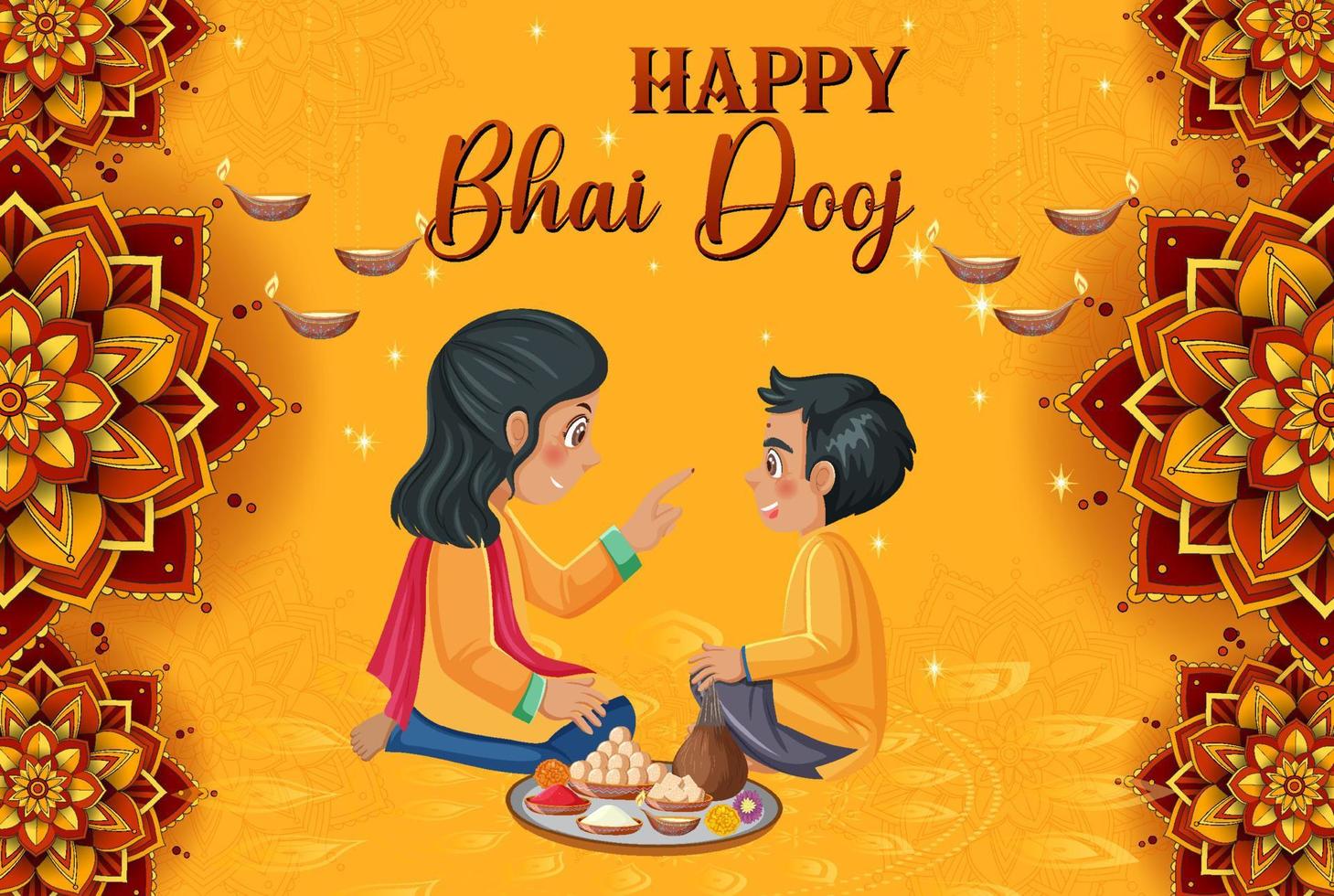 Happy Bhai Dooj Poster Design vector