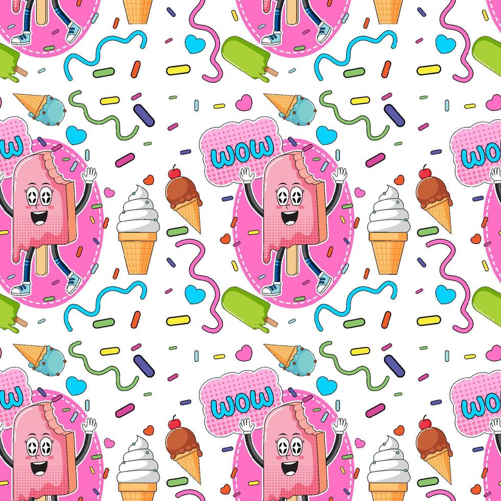 Sweet ice cream seamless pattern vector